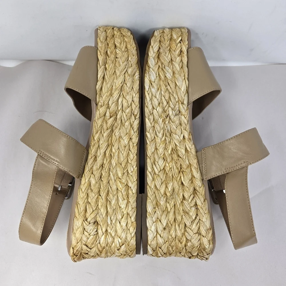 Marc Fisher Patryce Womens Platform Sandels Sz 11M Tan Leather Adj. Straps